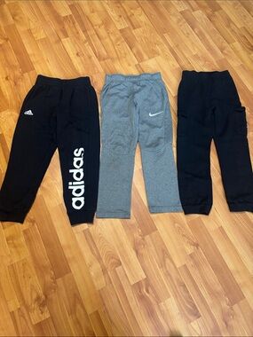Adidas, Nike and Converse Kids Black Jogger Pants with White Logo- Trio